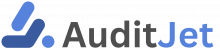 Logo von AuditJet mit stilisiertem blauen Symbol und Schriftzug „AuditJet“